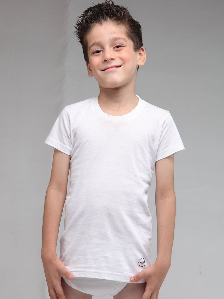 T-Shirt White for Boys (Pack of 1) Junior, T-shirt - Adam Clothing