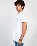 SLUB PIQUE BADGE WHITE POLO MEN, Polo, POLO SHIRT, SUMMER 2021 - Adam Clothing