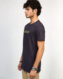 Men's navy t-shirt side view – regular fit slub jersey by ADAM Clothing