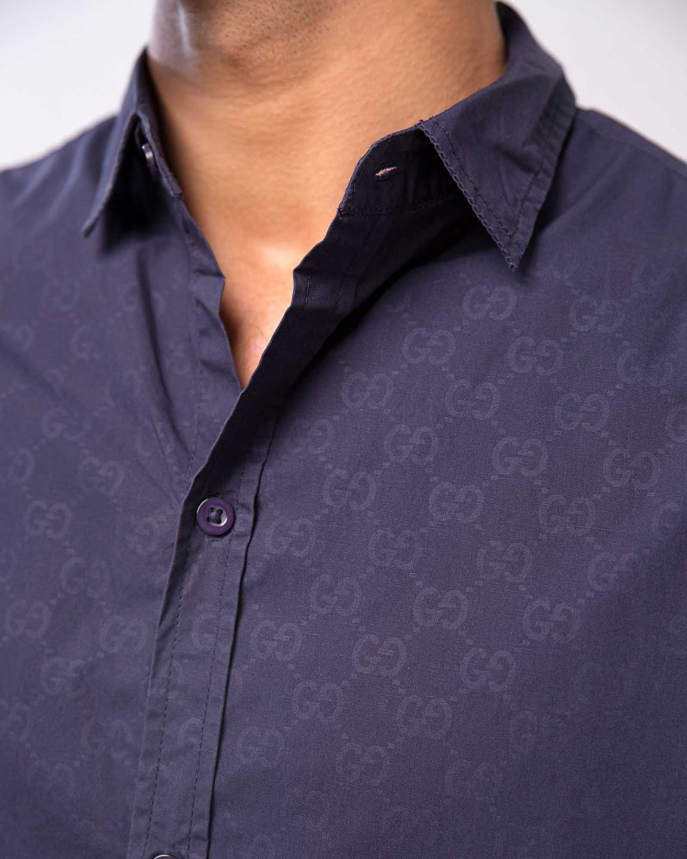 NAVY SELF PRINTED CASUAL SHIRT CASUAL SHIRT, COTTON, Male, MEN, SUMMER 2021 - Adam Clothing