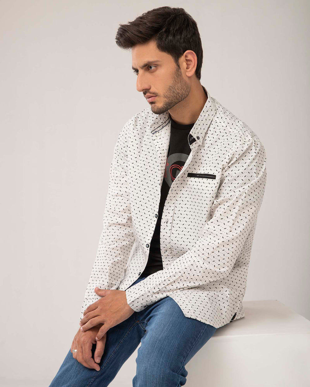 ADAM Men's Casual Printed Shirt – 100% Cotton Regular Fit Button-Down Shirt with Bold Print
