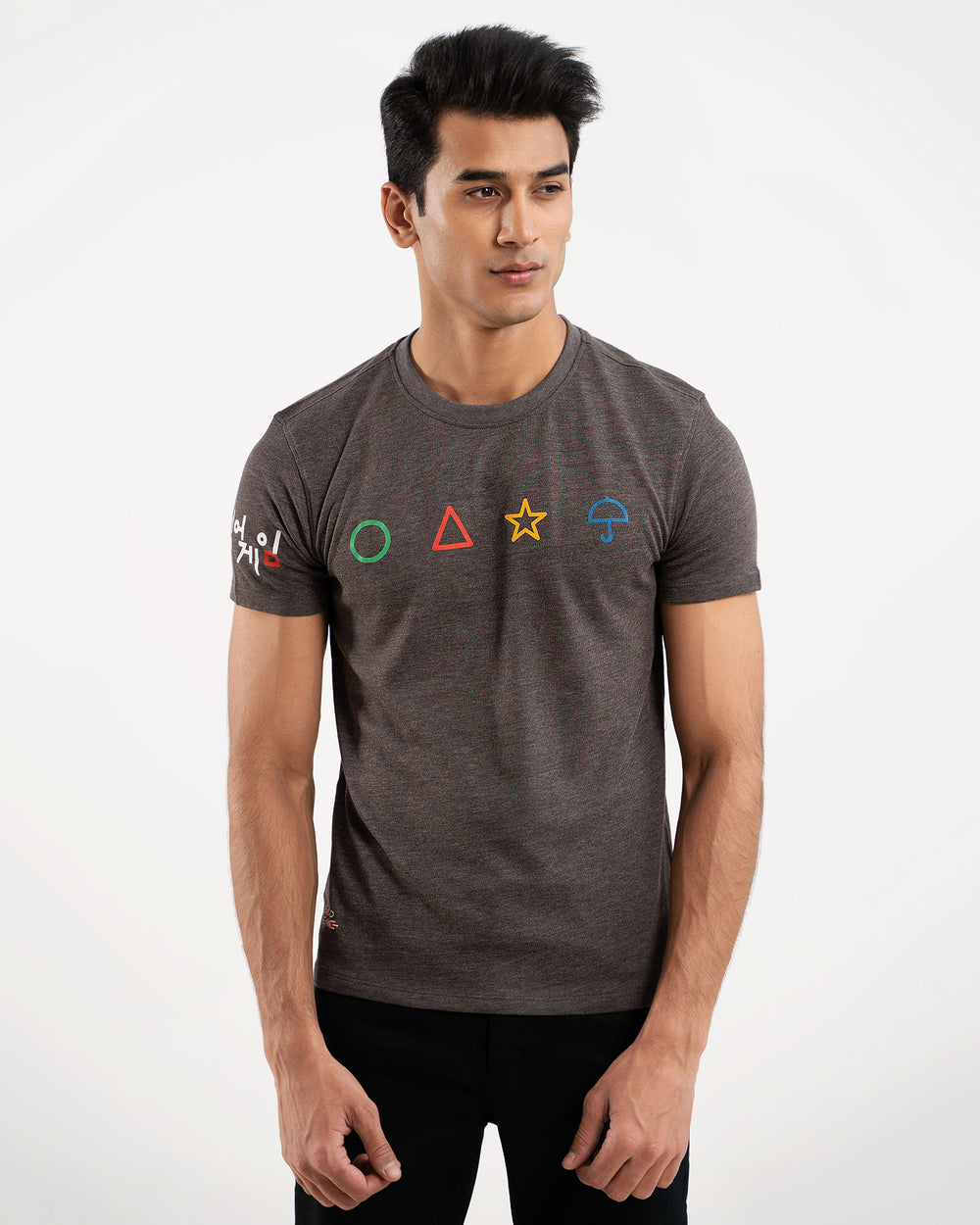 Casual Men's Black Squid Game T-Shirt – Relaxed Fit Front Pose
