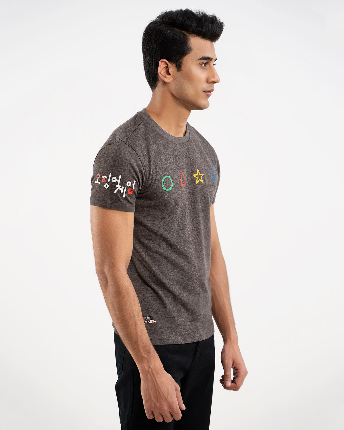 Squid Game Graphic T-Shirt for Men in Black – Front View | ADAM Clothing