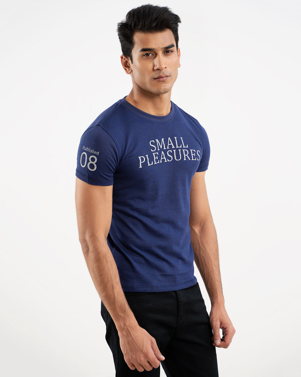 ADAM Small Pleasures typography t-shirt flat lay – 100% cotton, crew neck