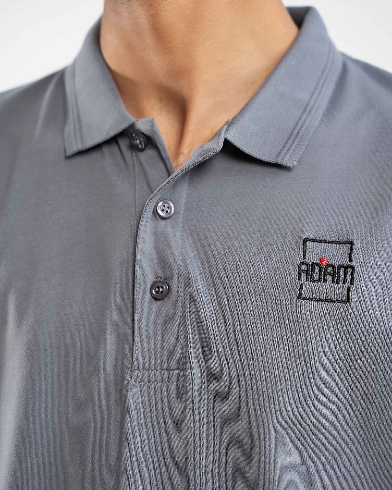 ADAM EMBROIDERY GREY PLIAN POLO