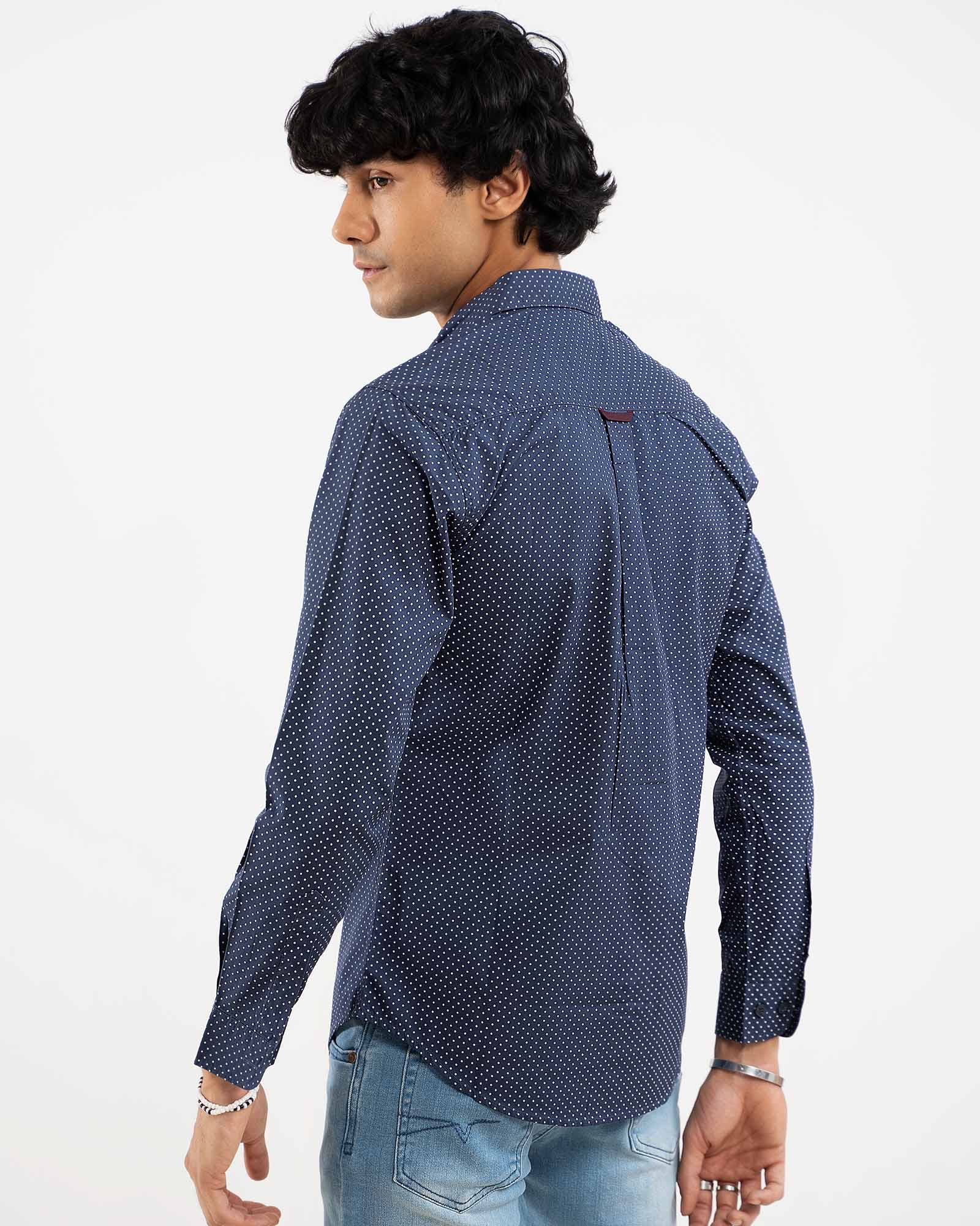 Polka dot Navy Casual Shirt for Men