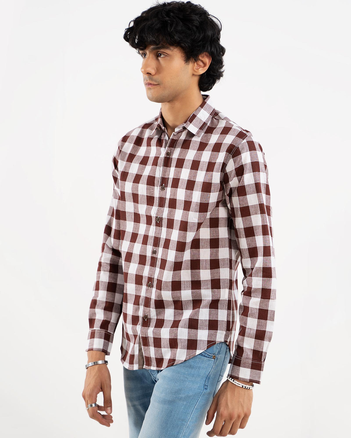 Brown Check Shirt for Men