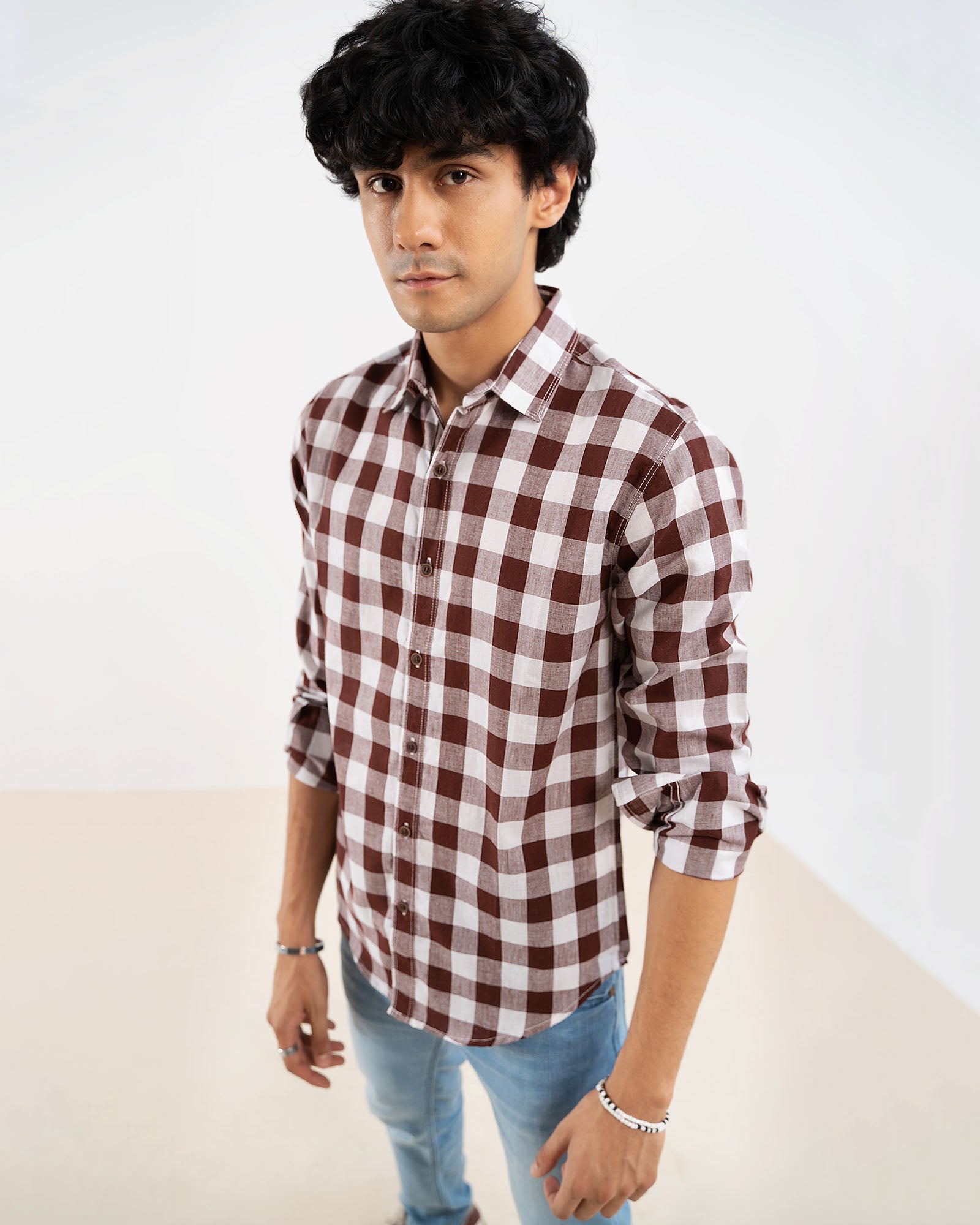 Brown Check Shirt for Men