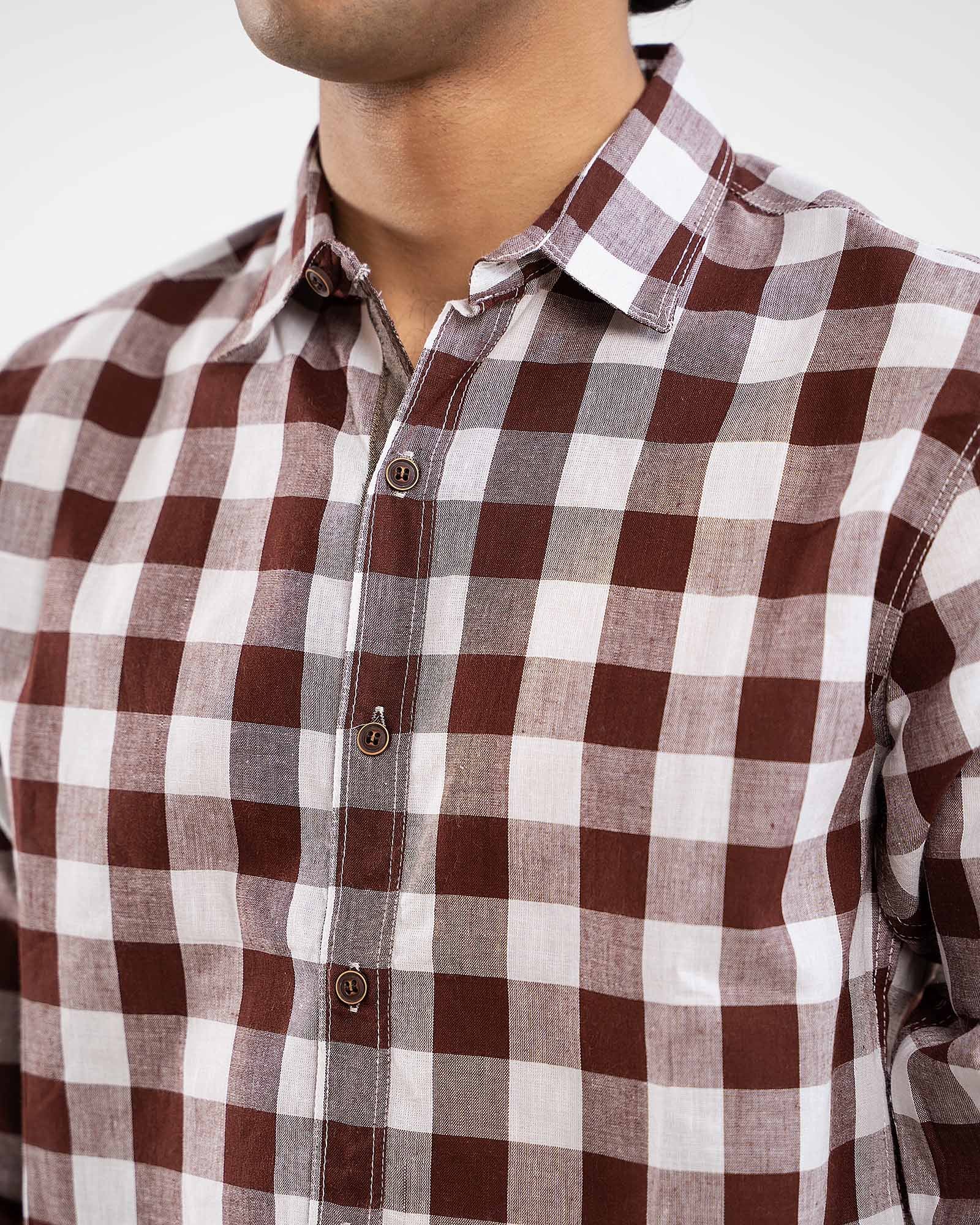 Brown Check Shirt for Men