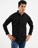 Pique Black Casual Shirt for Men