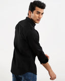 Pique Black Casual Shirt for Men