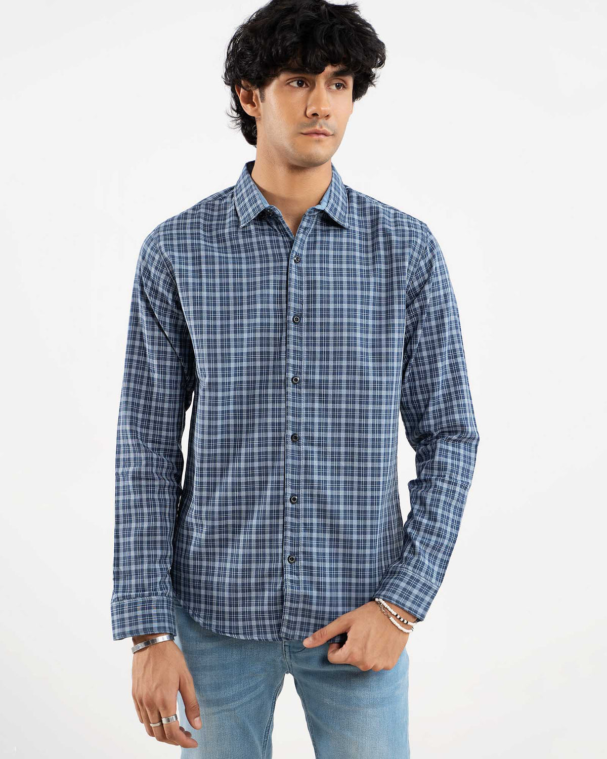 Blue Check Casual Shirt for Men