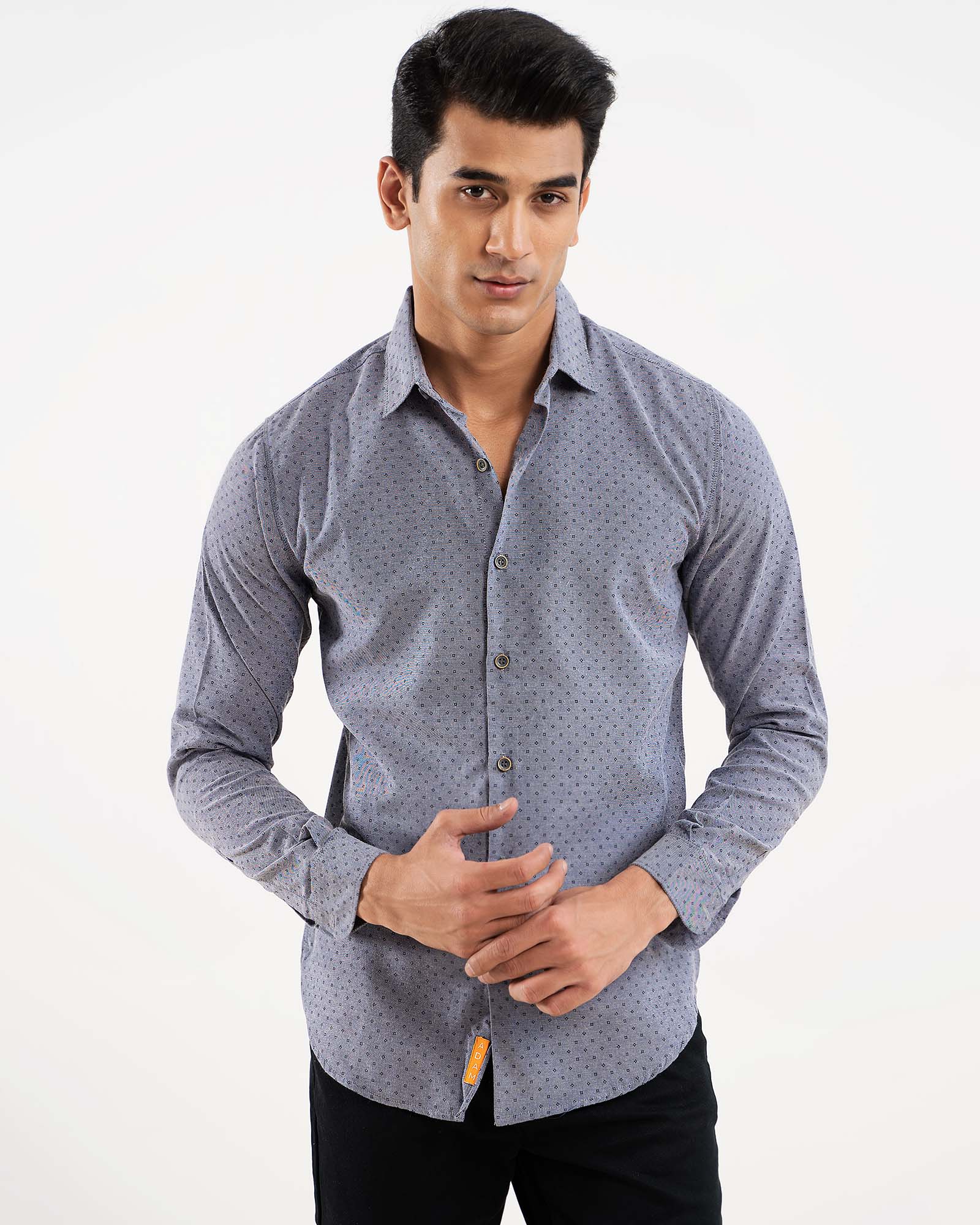 Polka dot Grey Casual Shirt for Men