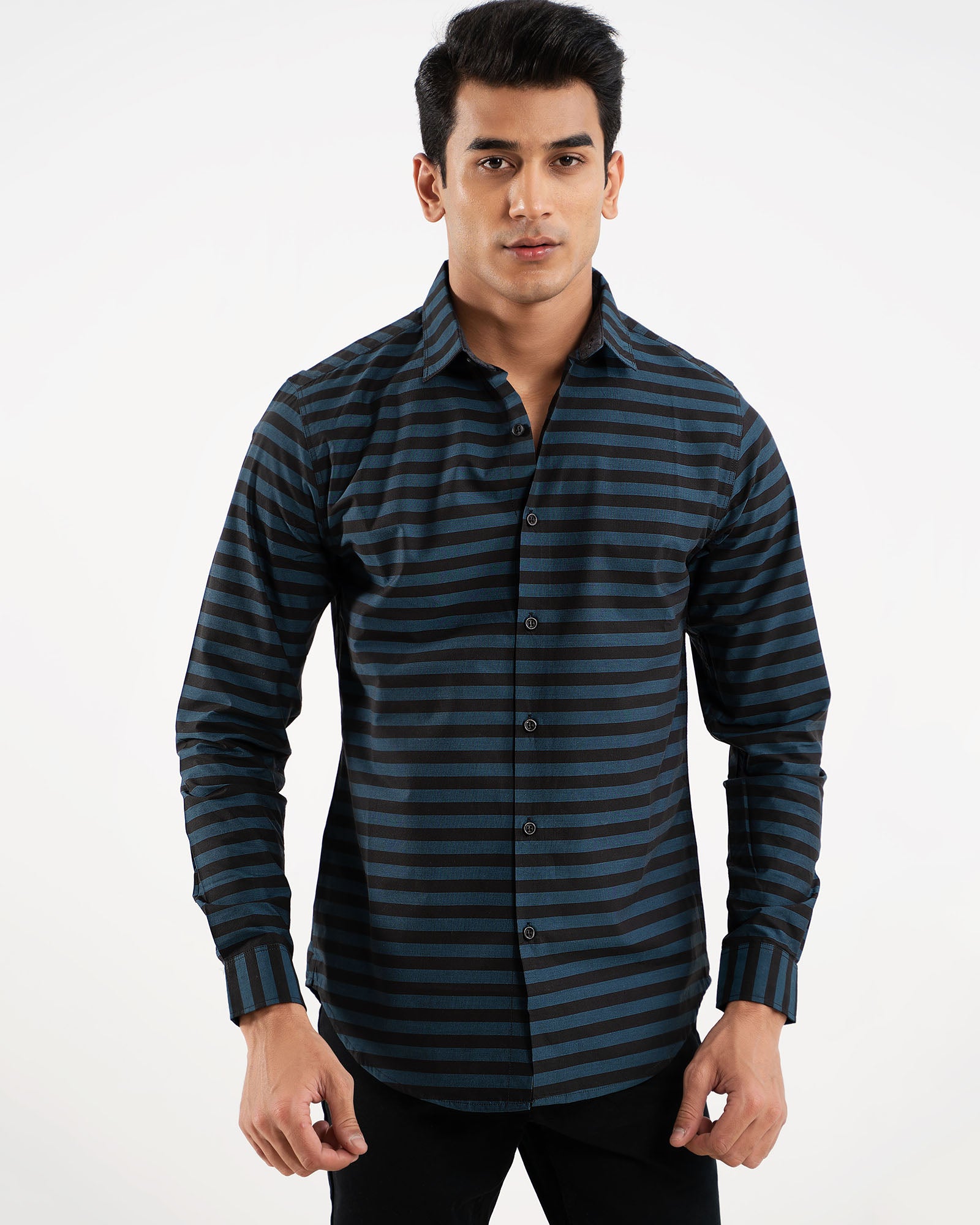 Striper Navy Blue Casual Shirt for Men