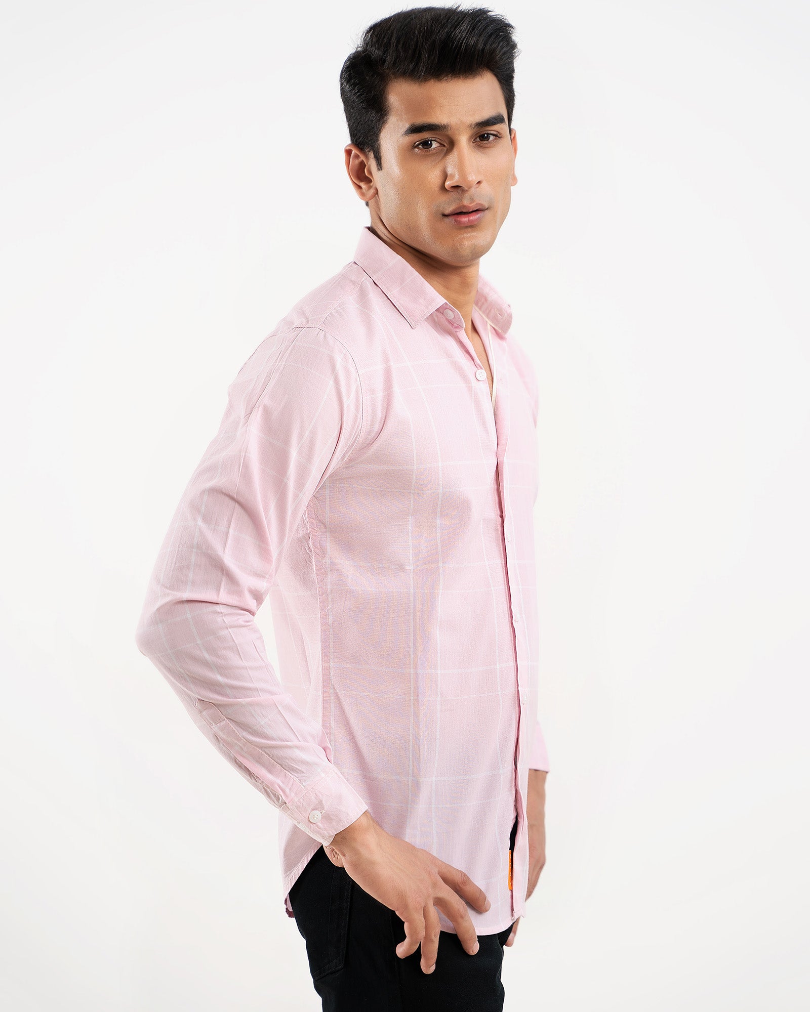 Light Pink Check Shirt for Men
