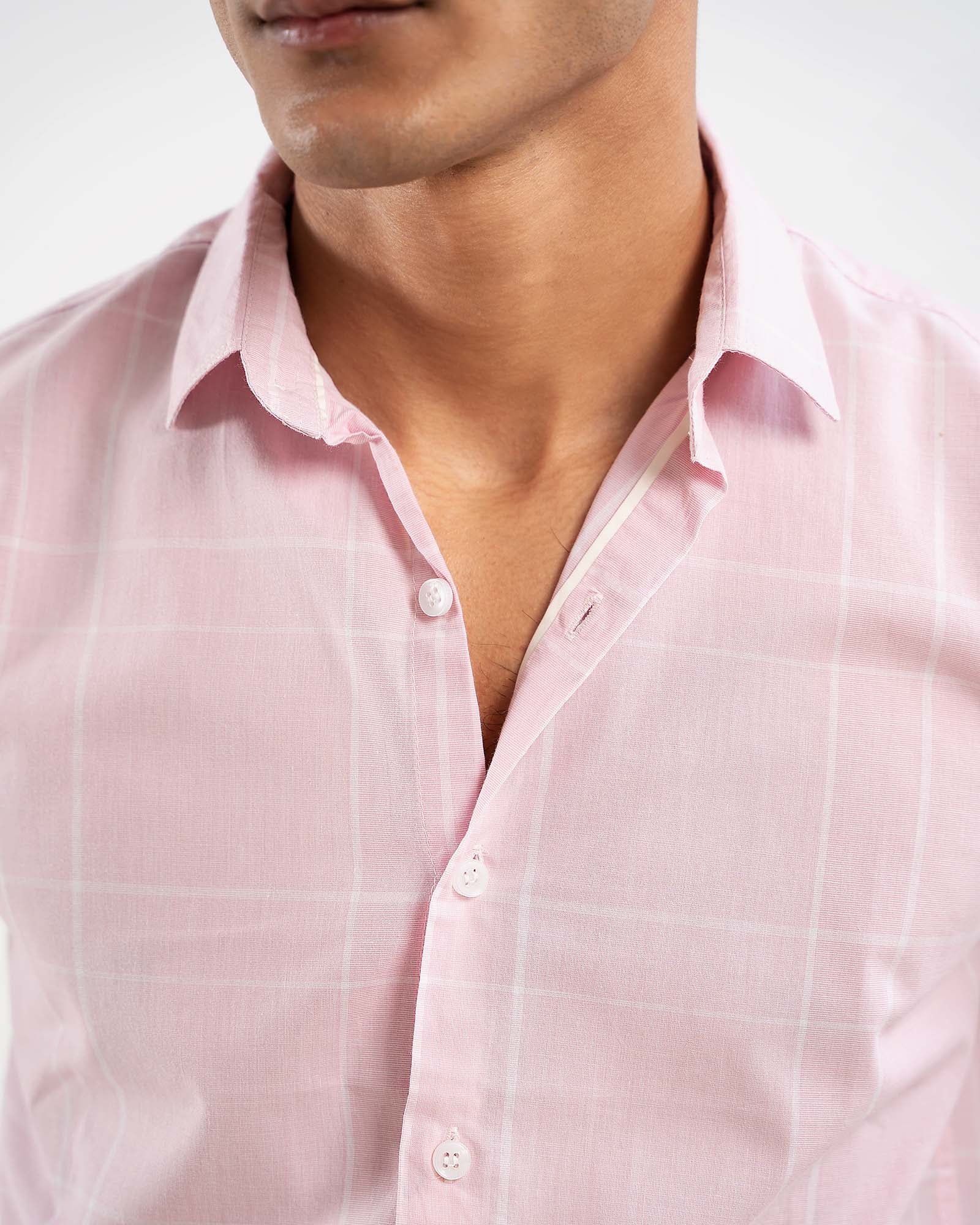 Light Pink Check Shirt for Men