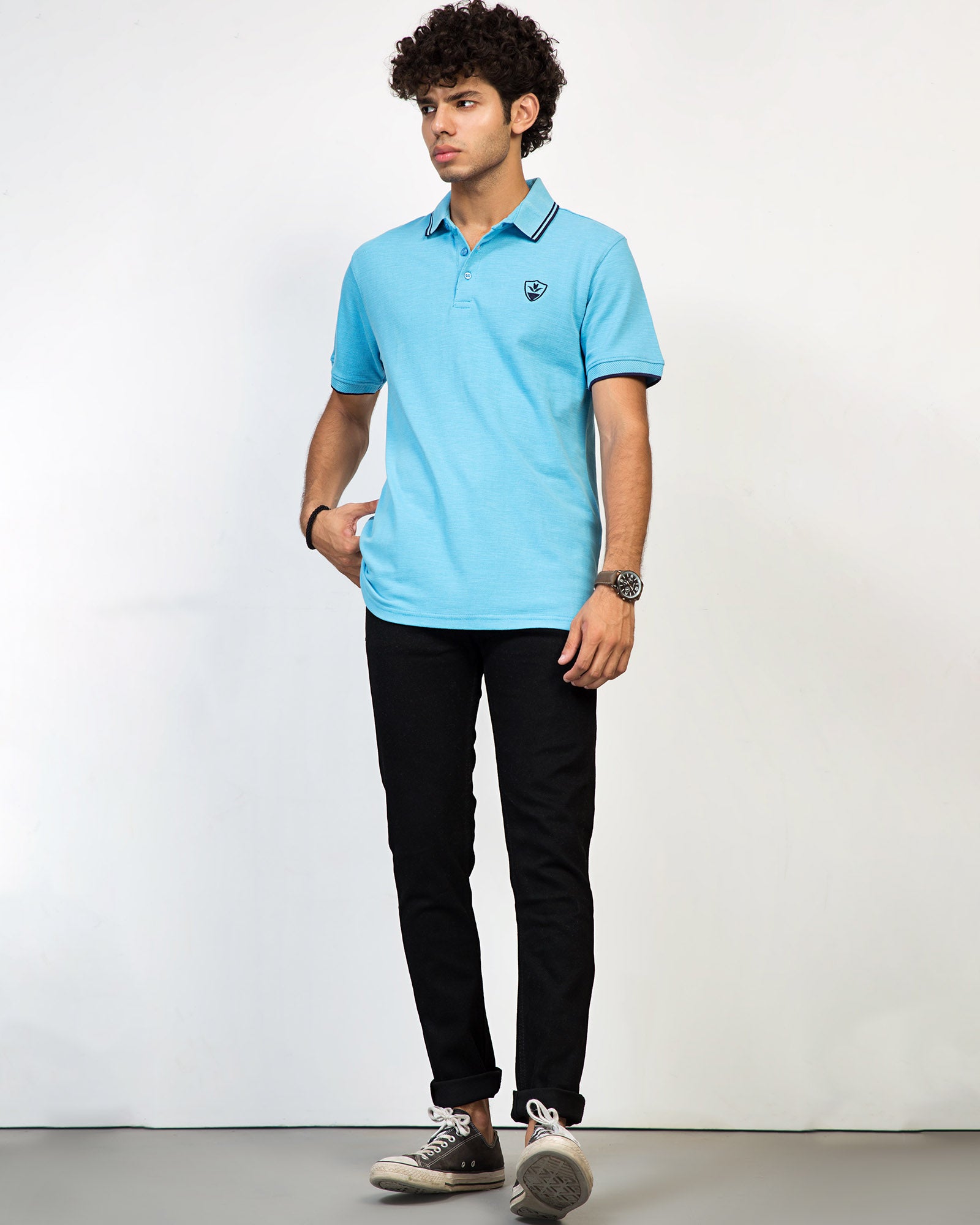 TIPPING COLLAR LOGO SKY POLO MEN, Polo, POLO SHIRT, SUMMER  - Adam Clothing